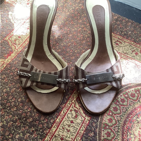 Givenchy Brown Heeled Sandals with Silver Accents - Picture 1 of 5